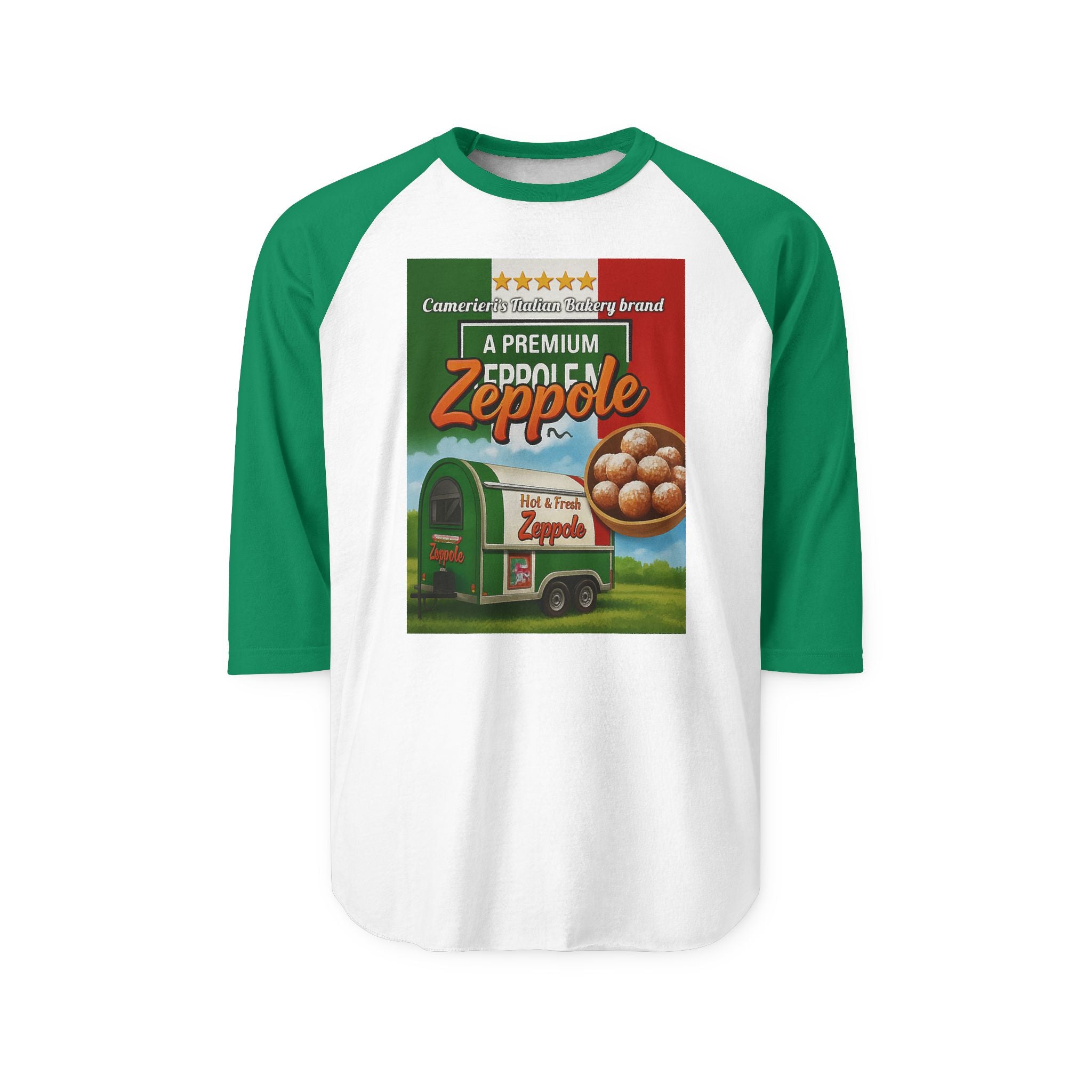 Zeppole Food Truck Raglan Shirt - Premium Italian Pastry Graphic Tee
